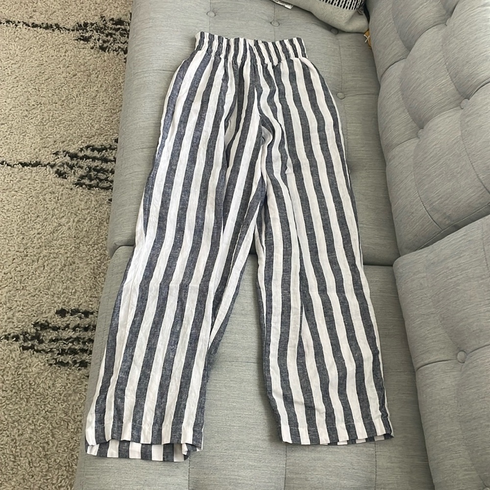 Conscious Clothing sunset pant wide stripe XS EUC linen handmade